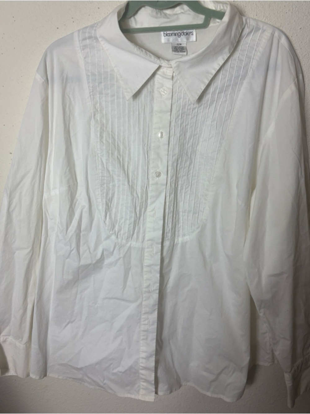 Bloomingdale's White Pintuck Front Dress Shirt 22W NWOT